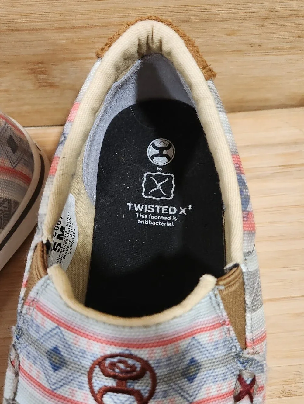 Twisted X Hooey Youth Slip On Loper Shoes Size 5M Aztec Canvas YHYC007 Western